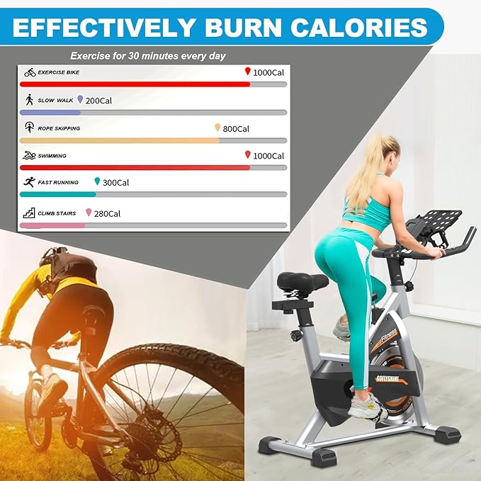 Exercise Bikes Stationary,Exercise Bike for Home Indoor Cycling Bike for Home Cardio Gym,Workout Bike with pad Mount & LCD Monitor,Silent Belt Drive