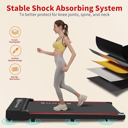 Under Desk Walking Pad, Compact Treadmill for Home Office Exercise Equipment, Portable Jogging Pads Machine with LED Display and Remote Control，300LBS Large Capacity and Wider Running Belt