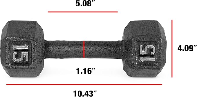 CAP Barbell Black Cast Iron Hex Dumbbell | 5-120 LBs | Single or Pair