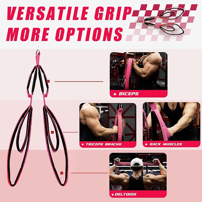 Tricep Rope Cable Attachment with 6 Anti-Slip Handles, Tricep Pull Down Attachment for Professional Fitness Training, Gym Rope Attachment for Professional Gym