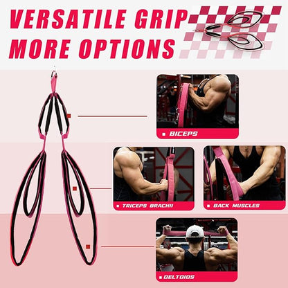 Tricep Rope Cable Attachment with 6 Anti-Slip Handles, Tricep Pull Down Attachment for Professional Fitness Training, Gym Rope Attachment for Professional Gym