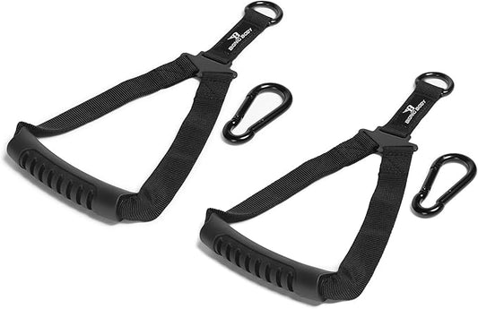 Set of 2 Single-Grip Handles with Carabiner Clips for Resistance Tube Exercise Strength Training and Cardio Workout BBSH-001