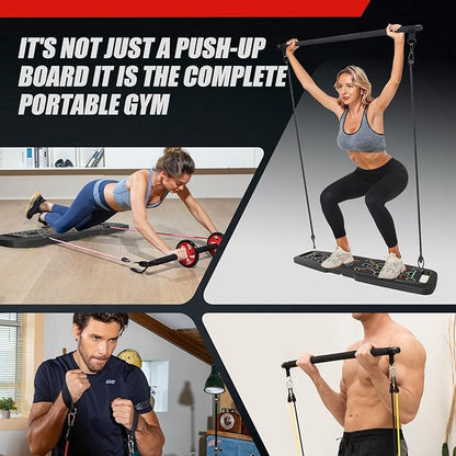 Portable Home Gym System For Men and Women: Push Up Board, Multi-Functional 15 in 1 Foldable Push Up Bar, Push up Handles for Floor, Professional Strength Training