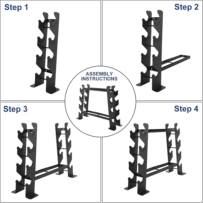 Rubber Dumbbell stand – Dumbbell Storage rack, Perfect For 5-30 lbs Set – 2 Tiers & 2 Vertical Slots With Protective Inserts – Compact & Versatile Design, Max. Weight 400 lbs.