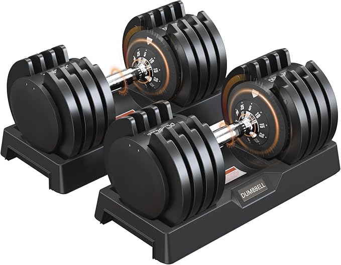 SogesPower 25LB/55LB 5 in 1 Adjustable Dumbbells Set, 5LB to 25LB, Or 10LB to 55LB Adjustable Weights Dumbbells Set for Home Gym Full Body Workout Fitness,Fast Adjust Dumbbell Weight Set with Anti-Slip Handle and Tray For Men&Women