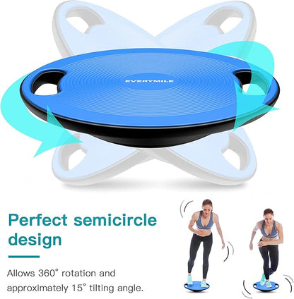 EVERYMILE Wobble Balance Board, Exercise Balance Stability Trainer Portable Balance Board with Handle for Workout Core Trainer Physical Therapy & Gym 15.7" Diameter No-Skid Surface