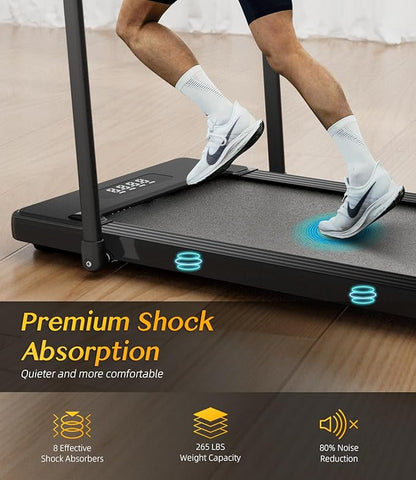 2 in 1 Folding Treadmill, Smart Walking Running Machine with Bluetooth Audio Speakers, Installation-Free，Under Desk Treadmill for Home/Office Gym Cardio Fitness（Black）