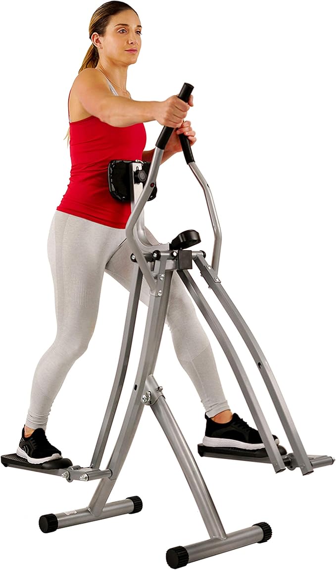 Sunny Health & Fitness Air Walk Cross Trainer Elliptical Machine Glider w/Performance LCD Monitor, Low-Impact, 30 Inch Stride and Optional Exclusive SunnyFit App Enhanced Bluetooth Connectivity