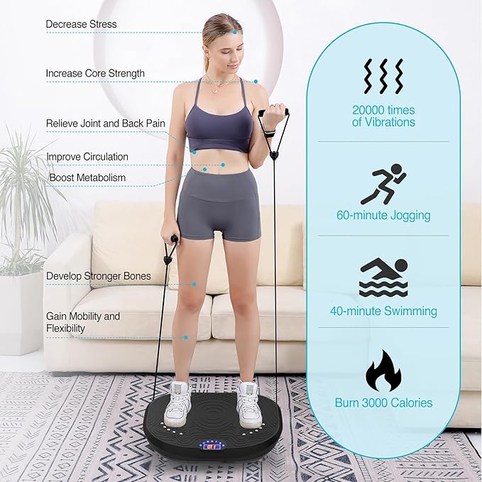 AXV Vibration Plate Exercise Machine Whole Body Workout Power Vibrate Fitness Platform Vibrating Machine Exercise Board for Weight Loss Shaping Toning Wellness Home Gyms Workout