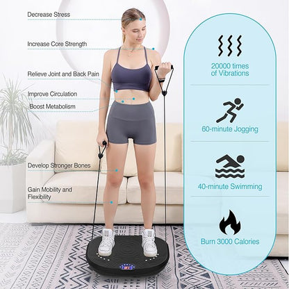 AXV Vibration Plate Exercise Machine Whole Body Workout Power Vibrate Fitness Platform Vibrating Machine Exercise Board for Weight Loss Shaping Toning Wellness Home Gyms Workout