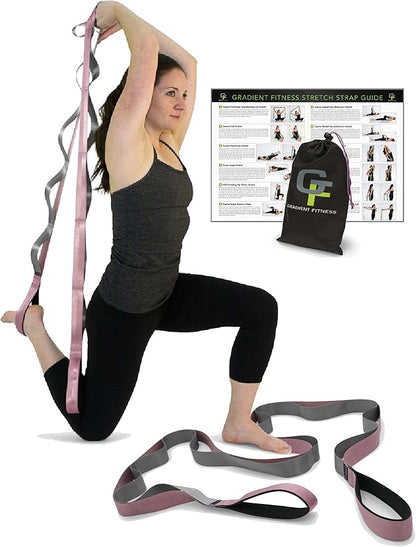 Gradient Fitness Stretching Strap for Physical Therapy, 12 Multi-Loop Stretch Strap 1.5" W x 8' L, Neoprene Handles, Physical Therapy Equipment, Yoga Straps for Stretching, Leg Stretcher