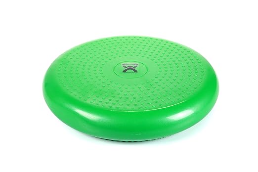 CanDo 30-1870G Inflatable Balance Disc for Balance Training, Proprioception, Strengthening Lower Extremities, Posture, Back Pain, Stress Relief, Restlessness and Anxiety, Green, 14" Diameter