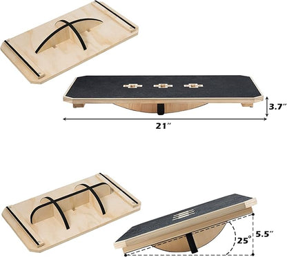 360 Degree Rotation Anti-slip Wooden Balance Board, Plank board & Anti-Slip Wobble Board for Balance and Core Training, Balancing Board for Under Desk