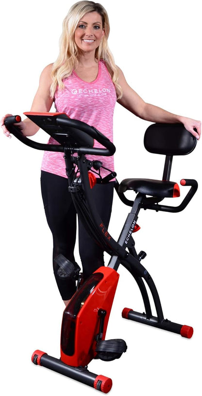 Echelon Flex Express Folding Exercise Bike: Magnetic, Foldable, Upright/Recumbent, Multi-Level Resistance, Arm Resistance Band, and LCD Display