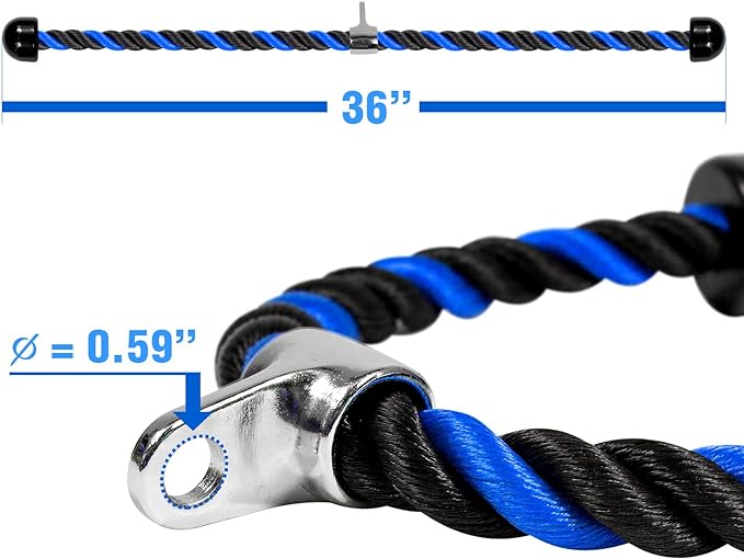 Yes4All Deluxe Tricep Rope Cable Attachment, 27 & 36 inch with 4 Colors, Exercise Machine Attachments Pulley System Gym Pull Down Rope with Carabiner