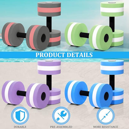 Shappy 8 Pcs Water Weight Aquatic Exercise Dumbbells Water Dumbbell Pool Exercise Weight Water Aerobics Equipment Eva Foam Dumbbell Set Aquatic Exercise Equipment Hand Bar for Fitness