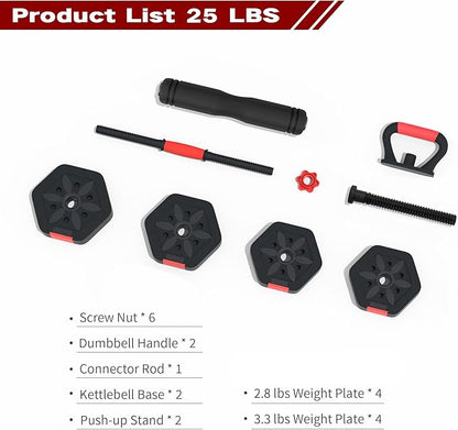 VIVITORY Dumbbell Sets Adjustable Weights, Free Weights Dumbbells Set with Connector, Non-Rolling Adjustable Dumbbell Set, Barbell Weights Set for Home Gym, Hexagon, Cement Mixture