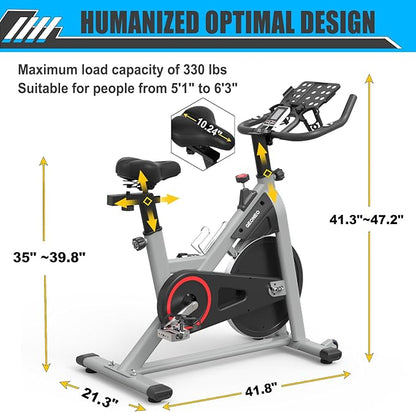 Exercise Bike, Exercise Bike for Home, Stationary Indoor Cycling Bike Cardio Gym with pad Holder and LCD Monitor,Silent Belt Drive & 35 LBS Flywheel