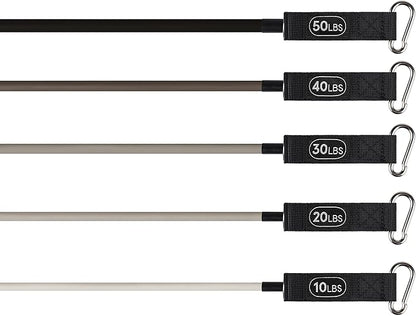 Retrospec Train Resistance Bands Set (5pc) Workout Bands w/Handles, Door Anchor, Carry Bag for Women & Men