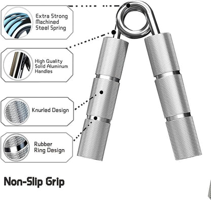 TIT COOPOPE Hand Grip and Wrist Strengthener - Resistance from 50-350 lb Metal Exerciser for Hand, Forearm, and Fingers,Silver Stainless Steel,50+100+150LB