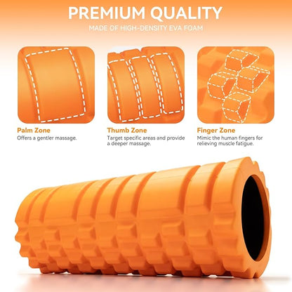 Foam Roller High Density 13" Patented Exercise Roller for Deep Tissue Muscle Massage, Muscle Massage and Myofascial Trigger Point Release, Relieves Muscle Pain, Improves Mobility (Orange)