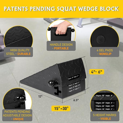 Squat Wedge Height Adjustable Slant Board for Heel Elevated Squats Calf Stretcher Block Enhance Mobility And Strength Performance