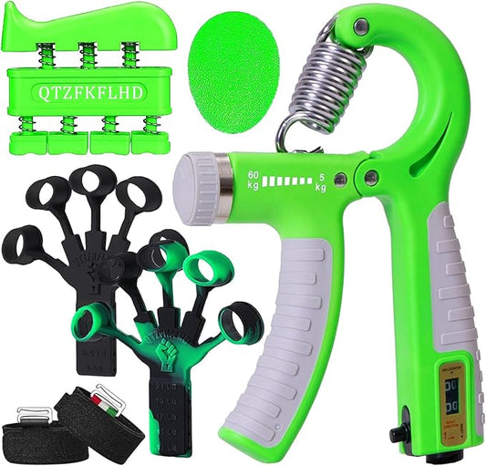 Grip Strength Trainer with Forearm Strengthener, Hand Grip Strengthener, Hand Extension Exerciser, Stress Relief Ball and Hand Grip Strengthener for Muscle Building and Injury Recover(5 PCS)