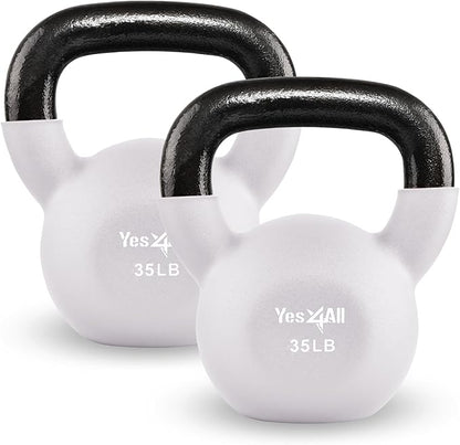 Yes4All Neoprene Coated/Adjustable Kettlebell & Kettlebell Sets - Hand Weights for Home Gym & Dumbbell Weight Set training