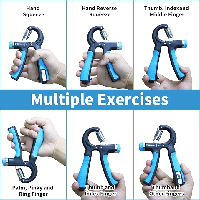 Grip Strength Trainer, Hand Gripper Strengthener with Adjustable Resistance 11-132 Lbs (5-60kg), Forearm Strengthener with Non-Slip Gripper for Muscle Building and Injury Recover Gym/Home