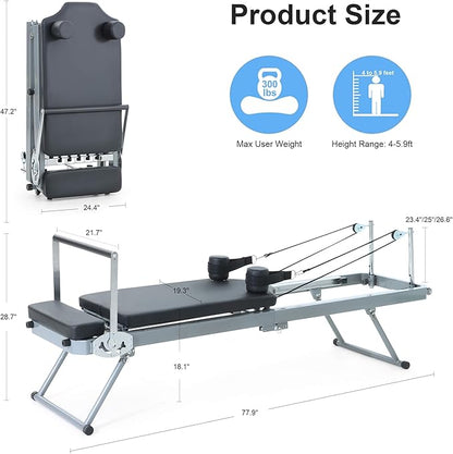 Pilates Reformer, Foldable Pilates Reformer Machine for Home