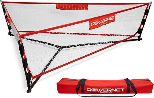 PowerNet Carli Lloyd Soccer Triple Threat Rebounder, 3-Sided Net, Sandbags Included, 80" L x 21" H Per Side, Great for Futsal and Soccer