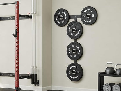 Mikolo Weight Plate Storage Rack, Wall Mounted Weight Plate Holder, Bumper Plate Storage for Home Gym, Fit 1"and 2"Plates