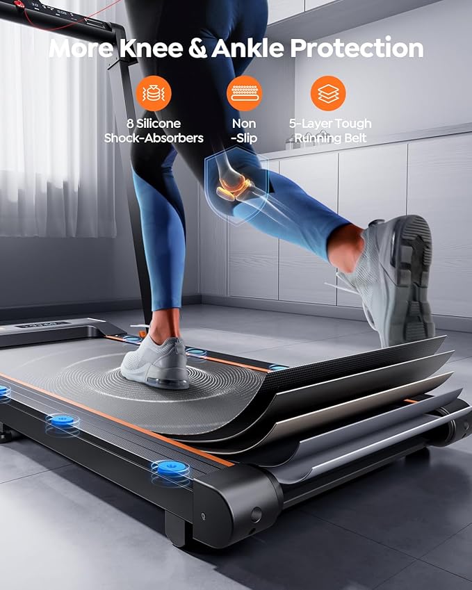 2 in 1 Foldable Treadmill for Home, Under Desk Treadmill with 12 HIIT Modes, Workout APPs and Touch Screen, 2.5HP Walking Treadmill for Home Office, 265lbs Capacity, Installation-free