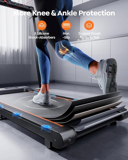 2 in 1 Foldable Treadmill for Home, Under Desk Treadmill with 12 HIIT Modes, Workout APPs and Touch Screen, 2.5HP Walking Treadmill for Home Office, 265lbs Capacity, Installation-free