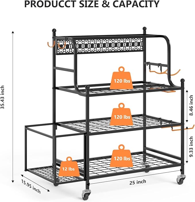 Y&M Yoga Mat Storage Racks, Home Gym Storage Rack for Organizing Kettlebells Dumbbells Foam Roller, All-in-One Workout Equipment Storage Organizer with Hooks and Wheels, Yoga Strap and Resistance Band