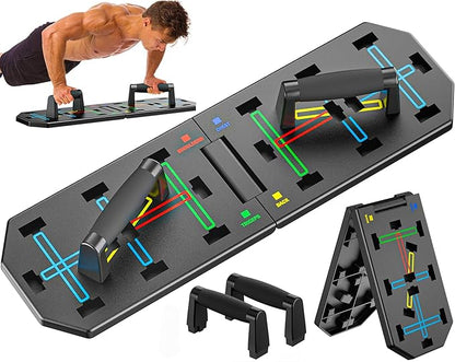 Professional Strength Training Equipment Strengthened by Durable Metal Frame, Push Up Board, Portable & Foldable Push Up Bar Set for Home Gym Fitness, Pushup Handles, Resistance Bands, Ab Roller, etc.