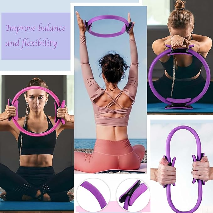 Pilates Ring and Ball Set with 8 Resistance Bands Non Slip Pilates Socks 9 in Exercise Ball Arm Exerciser for Legs Arms and Thighs Yoga Accessories for Women at Home Workout Equipment