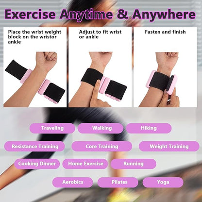 Wrist Ankle weights Set of 2,2lb Silicone Adjustable Wrist and Ankle Weights for Women and Men, Wearable Ankle & Wrist Weights,Bracelet for Dance,Swimming,Jogging,Gym,Yoga