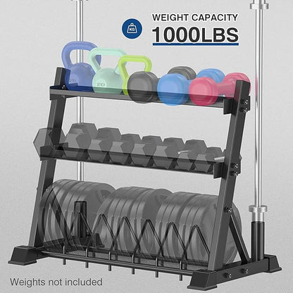 Dumbbell Rack 3-Tier Weight Plate Rack Storage Stand