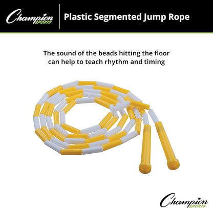 Champion Sports Classic Plastic Segmented Beaded Jump Ropes - Phys. Ed, Gym, Fitness and Recreational Use, In a Variety of Lengths for Kids to Adults