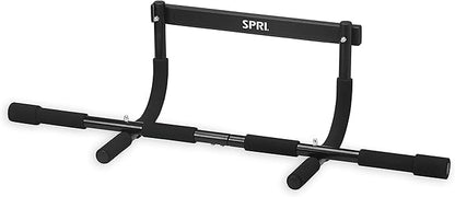 SPRI Pull Up Bar - 8-Grip and 12-Grip Door Frame Mounting Pull-Up Bar for Versatile Workouts - Rugged Steel Frame with Foam Handles - Supports 300 Pounds - Fits Door Frames Up to 32 in. Wide – Black