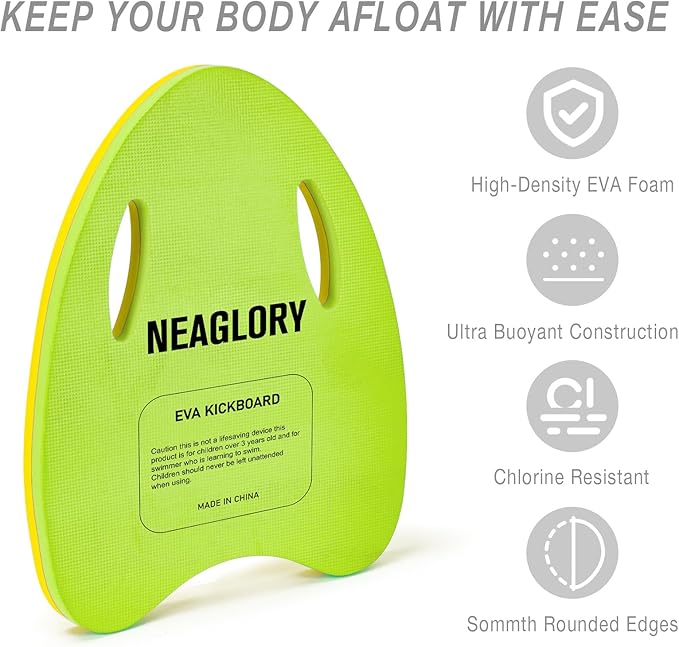 NEAGLORY 5 Pieces Water Aerobics Set Aquatic Exercise Set Pool Fitness Equipment Foam Water Dumbbell, Swim Kickboard, Pull Buoy, Aquatic Swim Belt for Water Exercise