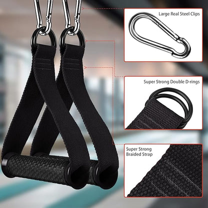 Ultimate Cable Handles Gym Equipment, D Handle Cable Attachment for Pilates, Yoga, Strength Trainer, Pull Down Home Gym. Heavy Duty Exercise Handles. Resistance Band Handles Only.