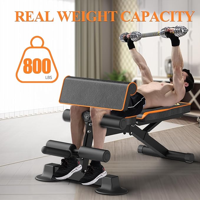 Adjustable Weight Bench, Multi-function Preacher Curl Bench for Home Gym, Foldable Leg Extension and Leg Curl Machine, weight capacity 660LBS.