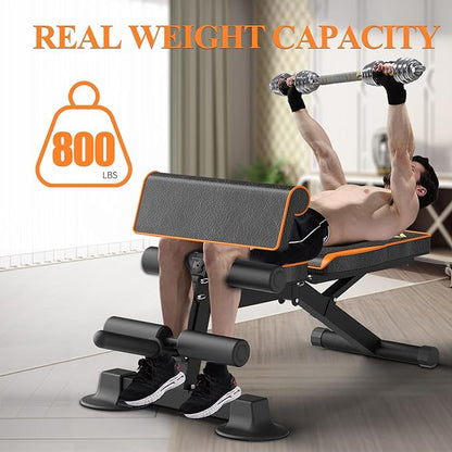 Adjustable Weight Bench, Multi-function Preacher Curl Bench for Home Gym, Foldable Leg Extension and Leg Curl Machine, weight capacity 660LBS.