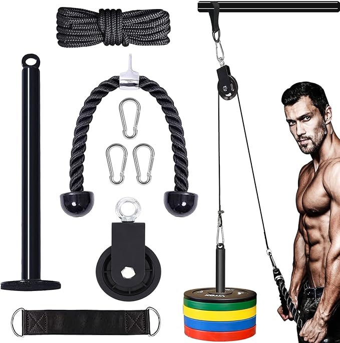 Pulley Cable Machine Men Women Professional Muscle Strength Fitness LAT and Lift Pulley System Weight Home Gym Equipment for Triceps Pull Down, Biceps Curl, Back, Forearm, Shoulder