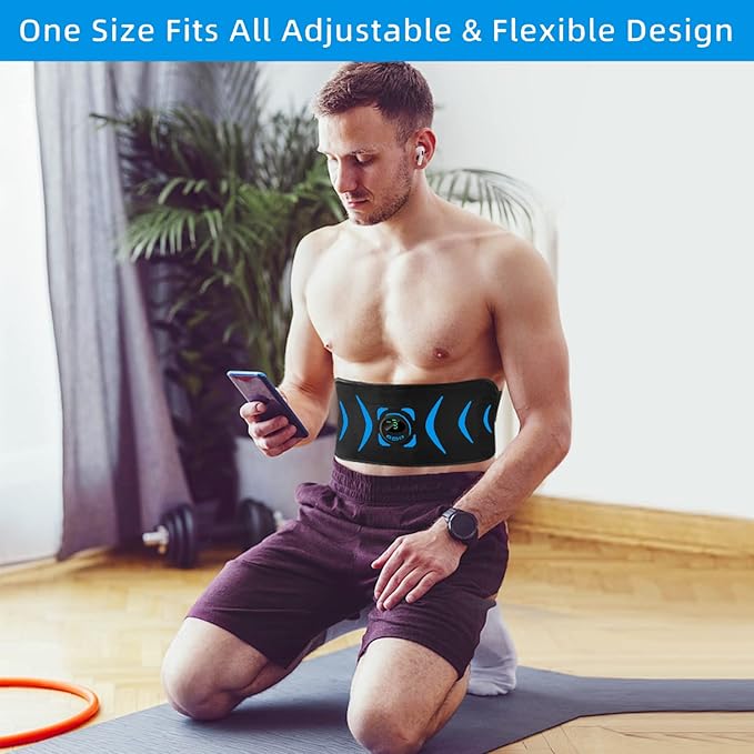 ABS Stimulator, Abdominal Toning Belt Portable Muscle Toner Waist Trainer Fitness Trimmer Workout Equipment for Home