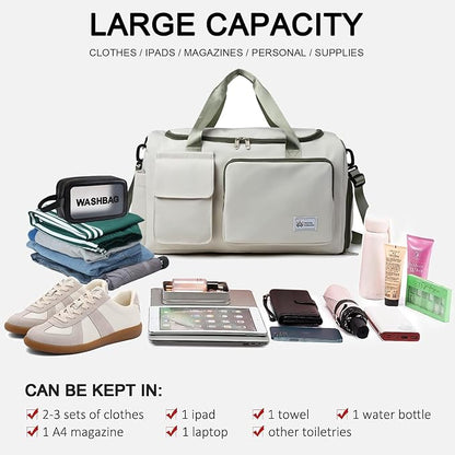 Small Gym Bag for Women, Travel Duffle Bag Carry On Weekender Bag with Shoe Compartment