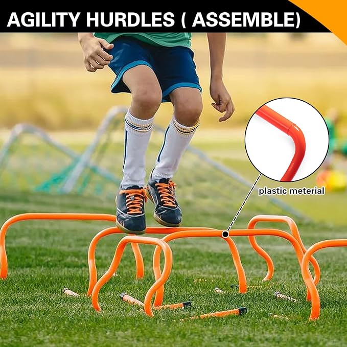 Football Agility Training Equipment 12 Agility ladders,4 Agility Hurdles,12 Disc