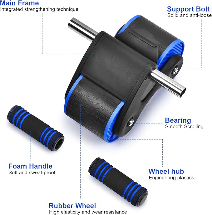 Smart Ab Roller - Automatic Rebound Abdominal Wheel with Knee Pads, Plank Ab Roller Wheel for Core Trainer, Automatic Rebound Assistance and Resistance Springs with Ergonomic Handle